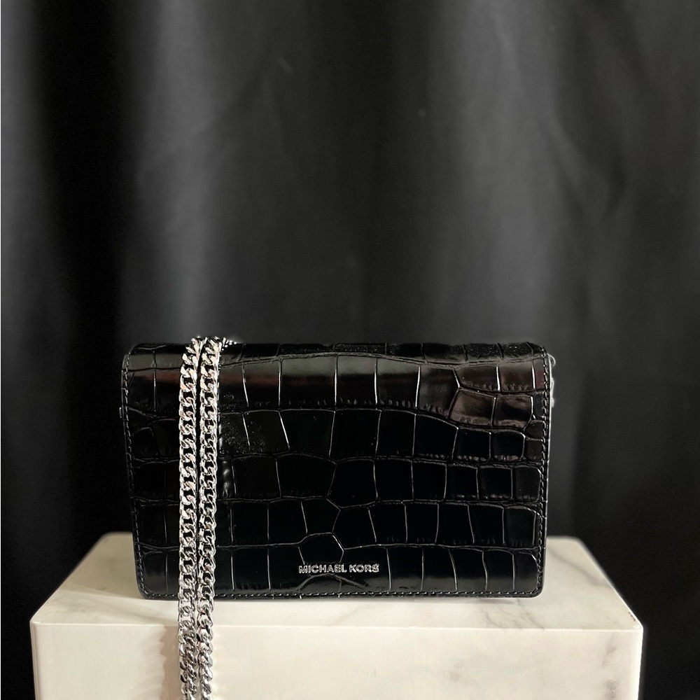 SOLD Michael Kors Jet set Black Croc-Embossed Women's Bag